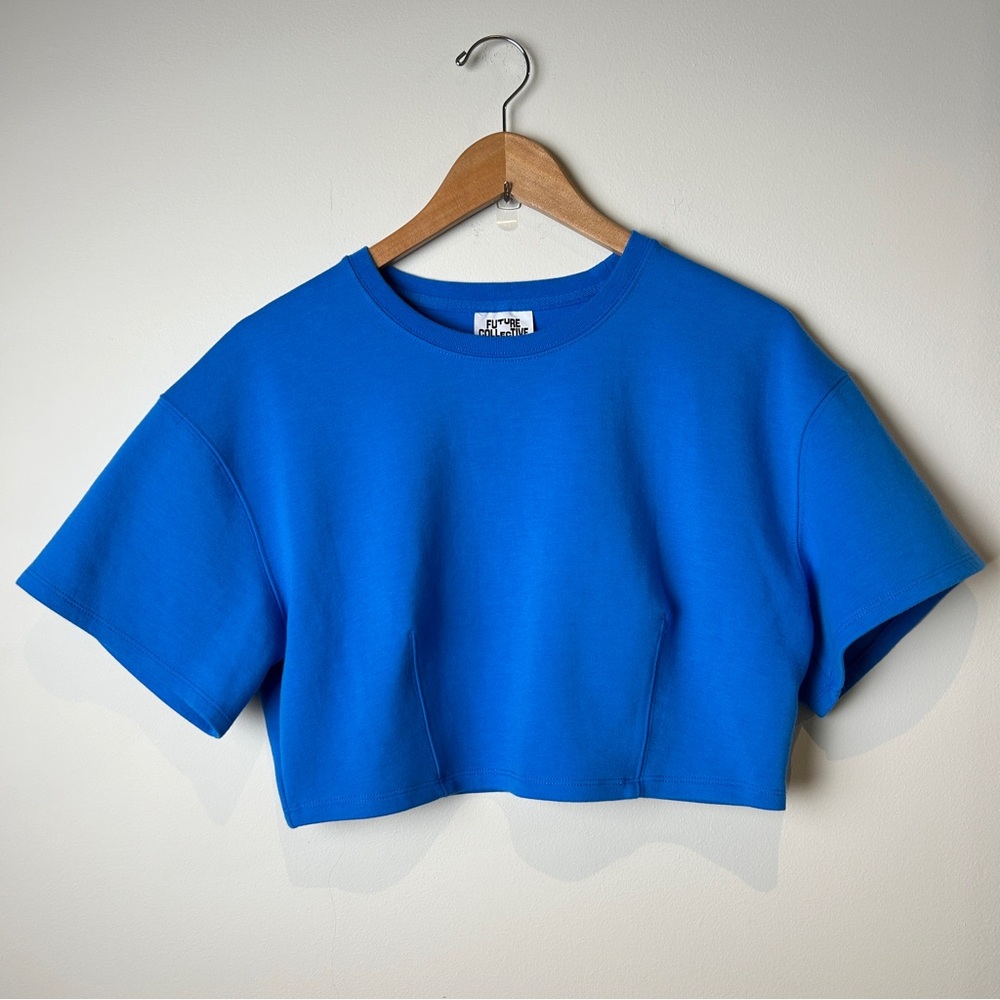 Future Collective Kahlana Barfield Brown Boxy Cropped Short Sleeve Crewneck Top